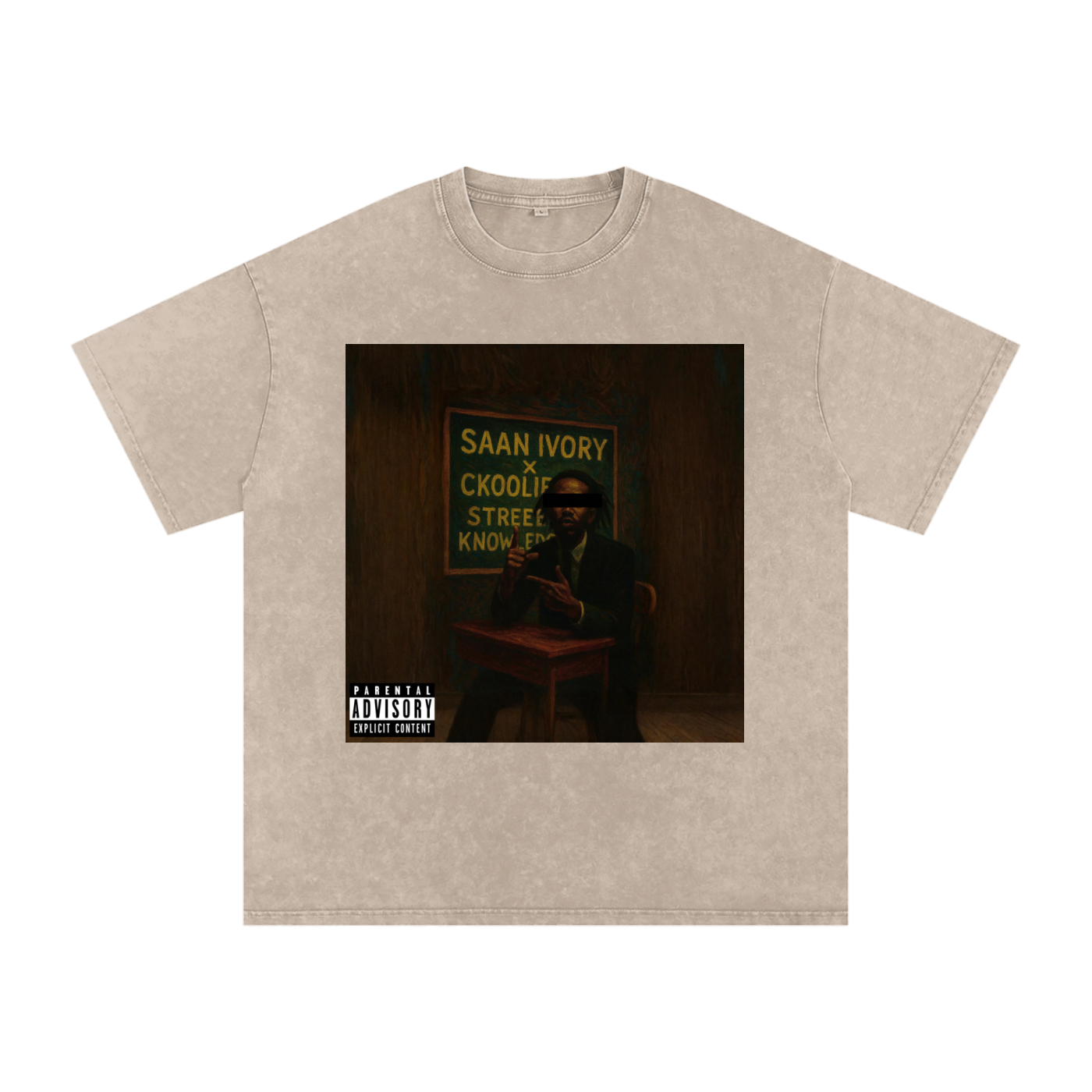 STRREEET KNOWLEDGE Classroom Snow Washed Oversized Cotton T-Shirt