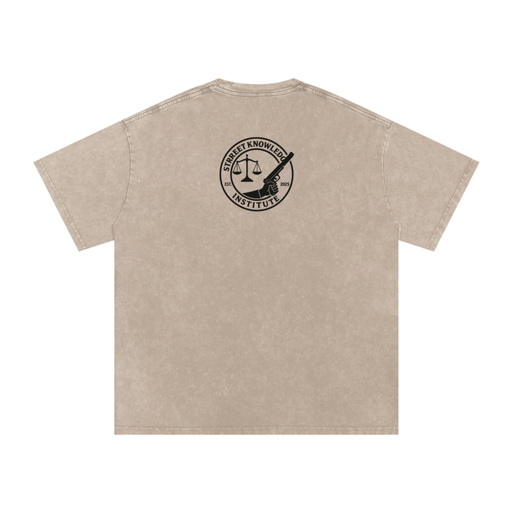 STRREEET KNOWLEDGE Classroom Snow Washed Oversized Cotton T-Shirt